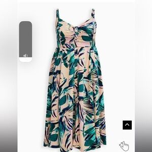 Palm print midi dress